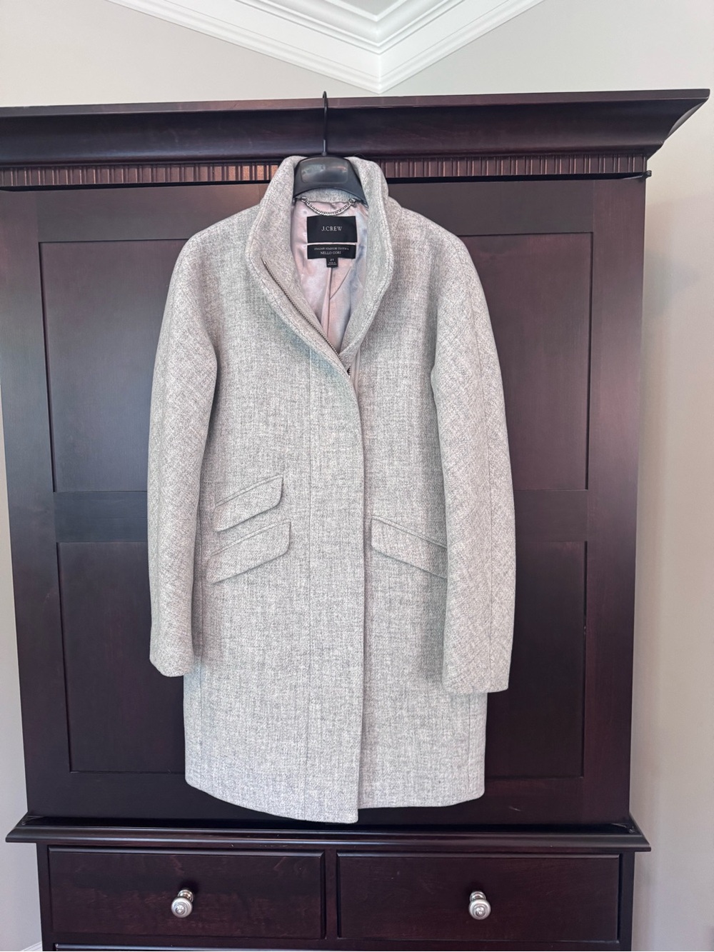 J. Crew Light Gray Textured Wool-Blend Pea Coat